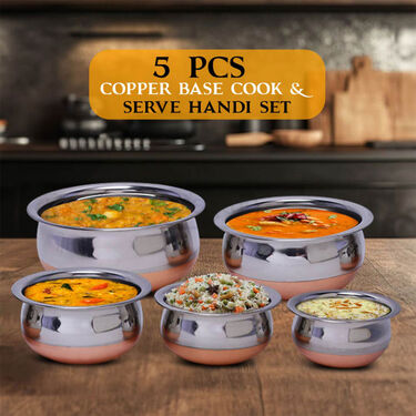 5 Pcs Copper Base Cook & Serve Handi Set (5CCH1)
