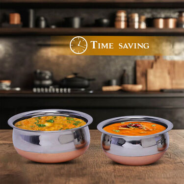 5 Pcs Copper Base Cook & Serve Handi Set (5CCH1)