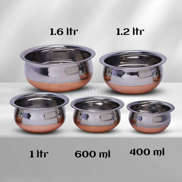 5 Pcs Copper Base Cook & Serve Handi Set (5CCH1)