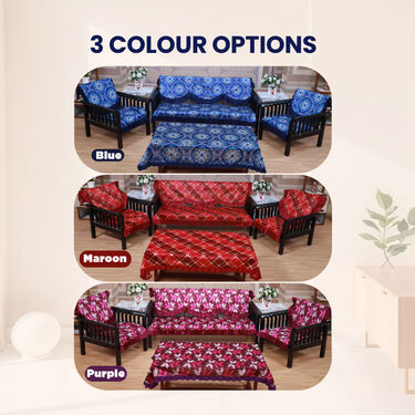 5 Seater Frill Sofa Cover Set With Table Cover Free (5SC7)