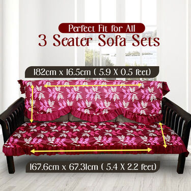5 Seater Frill Sofa Cover Set With Table Cover Free (5SC7)