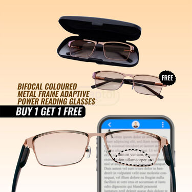 Bifocal Coloured Metal Frame Adaptive Power Reading Glasses Buy 1 Get 1 Free (2BCORGM3)