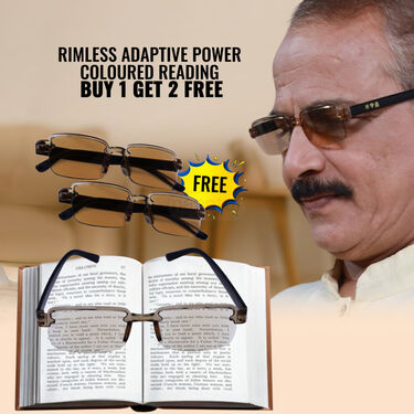 Rimless Adaptive Power Coloured Reading Glasses B1G2 Free (3CORG)
