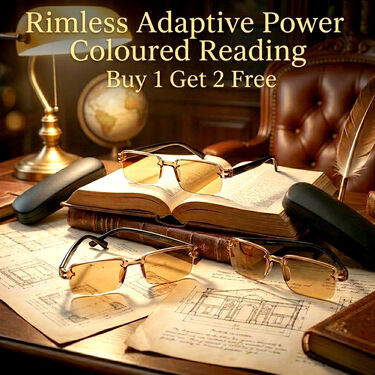 Rimless Adaptive Power Coloured Reading Glasses B1G2 Free (3CORG)
