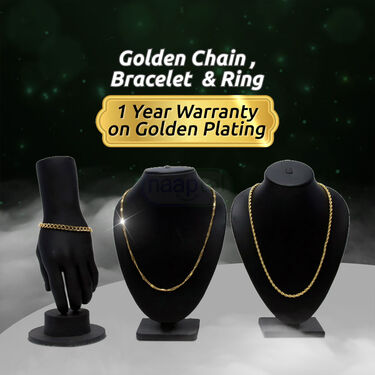 Mens Golden Royal Watch + 2 Chain + Bracelet + Ring (MGW2CBR16)