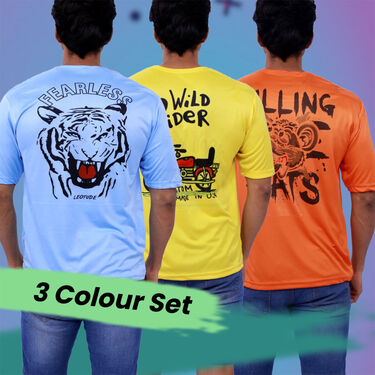 3 Mens Printed Comfortable Loose T-Shirts (3RPT1)