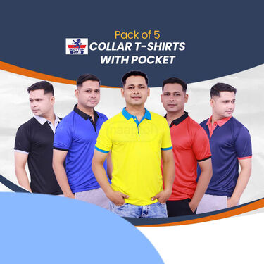Pack of 5 Collar T-Shirts With Pocket (5PT23)