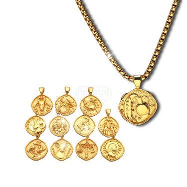 Golden Zodiac Sign Pendant With Chain (ZPC1)
