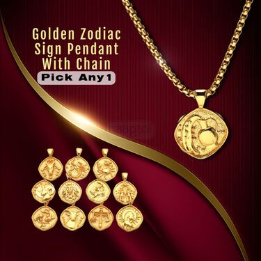Golden Zodiac Sign Pendant With Chain (ZPC1)