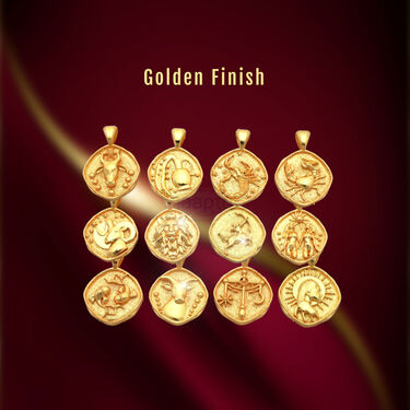 Golden Zodiac Sign Pendant With Chain (ZPC1)