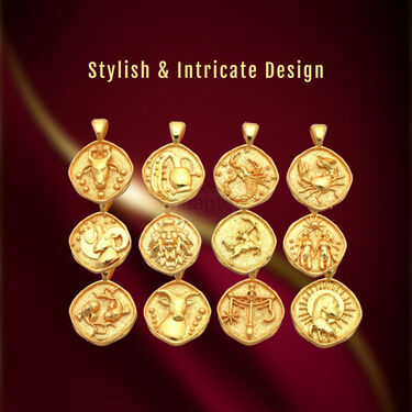 Golden Zodiac Sign Pendant With Chain (ZPC1)