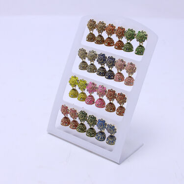 12 Golden Colourful Jhumaka Earrings (12JE)