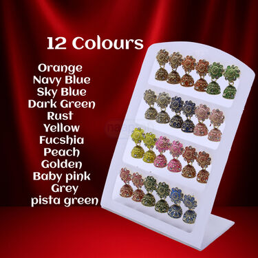 12 Golden Colourful Jhumaka Earrings (12JE)