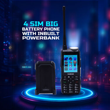 4 SIM Big Battery Big Mobile With Inbuilt Powerbank Torch And Emergency Light Gamma Mobile (PMH8)