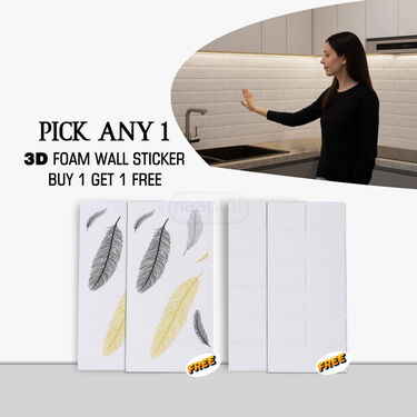 Pick Any 1 - 3D Foam Wall Sticker Buy 1 Get 1 Free (3DWS7)