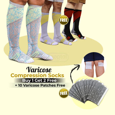 Varicose Compression Socks Buy 1 Get 2 Free + 10 Varicose Patches Free (VCS3)