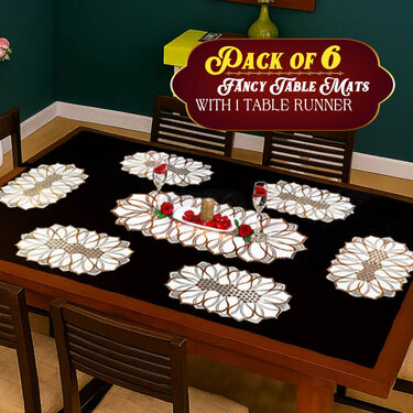 Pack of 6 Fancy Table Mats With 1 Table Runner (RPM2)
