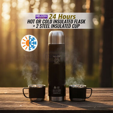 24 Hours Hot Or Cold Insulated Flask + 2 Steel Insulated Cup (1F2C5)