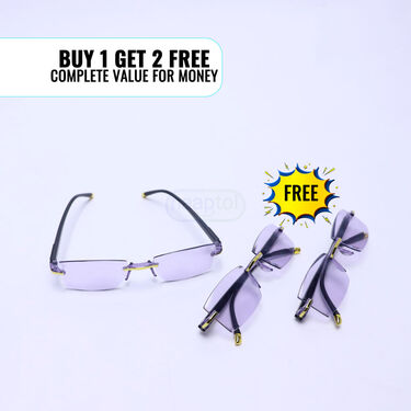 Rimless Bifocal Colored Adaptive Power Reading Glasses B1 G2 Free (3BCORG4)