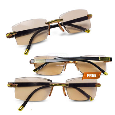 Rimless Bifocal Colored Adaptive Power Reading Glasses B1 G2 Free (3BCORG5)