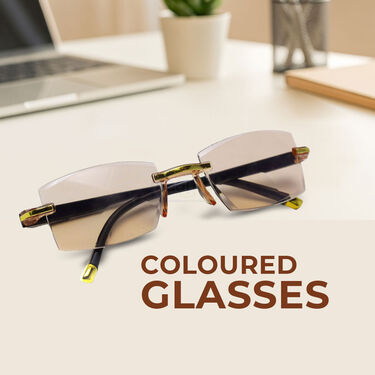 Rimless Bifocal Colored Adaptive Power Reading Glasses B1 G2 Free (3BCORG5)