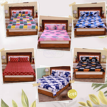 Pack Of 5 Double Bed Sheets Set + 1 Double Bed Sheet Set Free (5BS18+1)