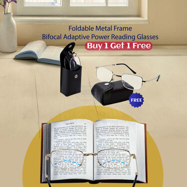 Foldable Metal Frame Bifocal Adaptive Power Reading Glasses Buy 1 Get 1 Free (2FBORGM)