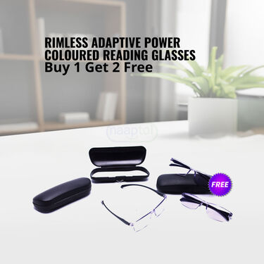Rimless Adaptive Power Coloured Reading Glasses Buy 1 Get 2 Free (3CORG2)