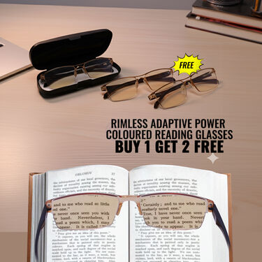 Rimless Adaptive Power Coloured Reading Glasses Buy 1 Get 2 Free (3CORG3)