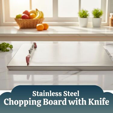Stainless Steel Chopping Board With Knife (CB4)
