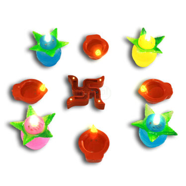 Water Sensor Kalash Diya Pack of 4 +1 Swastika Magic water Sensor Diya + 4 Normal Water Sensor Diya (LL3)