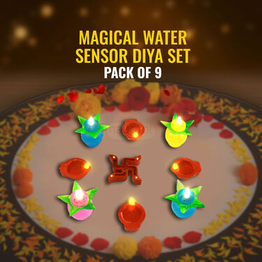 Water Sensor Kalash Diya Pack of 4 +1 Swastika Magic water Sensor Diya + 4 Normal Water Sensor Diya (LL3)