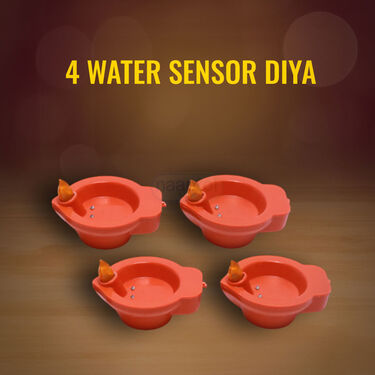 Water Sensor Kalash Diya Pack of 4 +1 Swastika Magic water Sensor Diya + 4 Normal Water Sensor Diya (LL3)