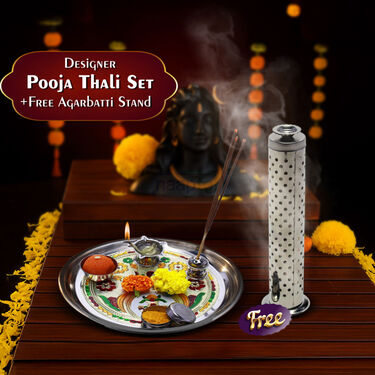 Designer Pooja Thali Set + Free Agarbatti Stand (1SPT1)