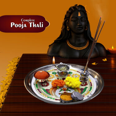 Designer Pooja Thali Set + Free Agarbatti Stand (1SPT1)