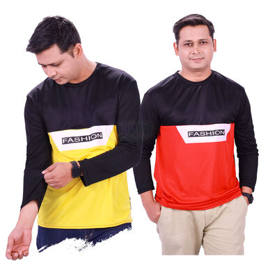 2 Full Sleeves Printed T-shirts With Watch And Wallet Free (2RFT1)
