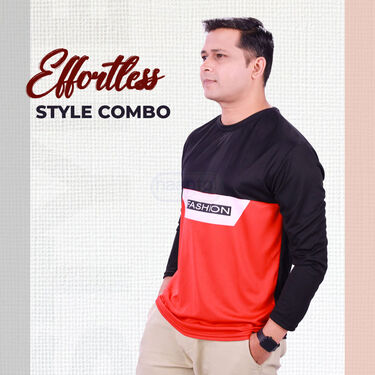 2 Full Sleeves Printed T-shirts With Watch And Wallet Free (2RFT1)