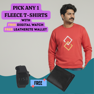 Pick Any 1 Fleece T-shirts With Free Watch And Wallet (FTC2)