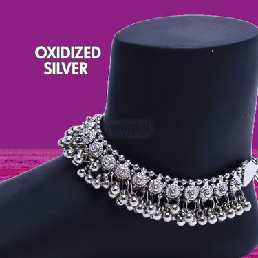 Traditional Oxidized Silver Ghungroo Payal (DP5)