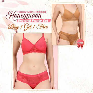 Fancy Soft Padded Honeymoon Bra And Panty Set - B1 G1 Free (2PBP)