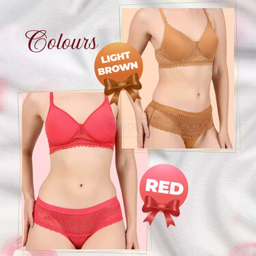 Fancy Soft Padded Honeymoon Bra And Panty Set - B1 G1 Free (2PBP)