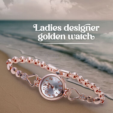 Mens Golden Watch with Free Ladies Designer Watch (MLGW16)