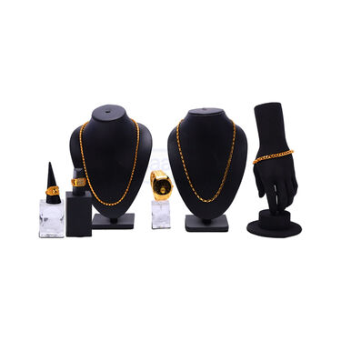 Golden Watch + 2 Chain + 2 Ring + Bracelet (MGW2C2RB1)