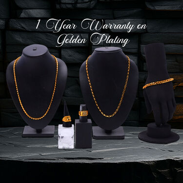 Golden Watch + 2 Chain + 2 Ring + Bracelet (MGW2C2RB1)