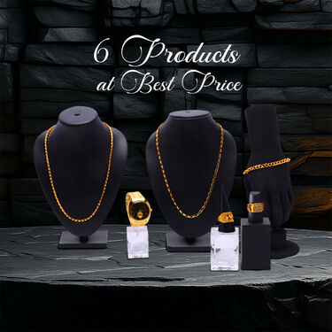 Golden Watch + 2 Chain + 2 Ring + Bracelet (MGW2C2RB1)