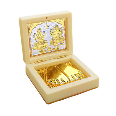Golden Laxmi And Ganesh Charan Paduka Pooja Box (LGPB)