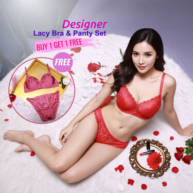 Designer Lacy Bra And Panty Set B1 G1 Free (2BP)