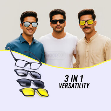3 In 1 Frame Glasses Polarized with Magnetic Clip On Frame (FFPC1)