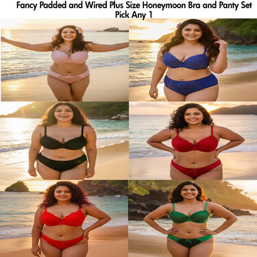 Fancy Plus Size Honeymoon Bra And Panty Set - Pick Any 1 (PBP1)
