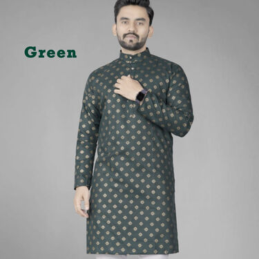 Pick Any 1 Mens Foil Print Kurta With Golden Chain And Bracelet Free (K1L5)